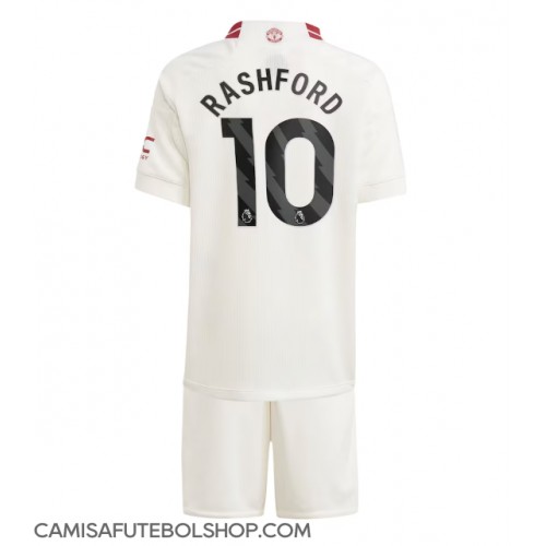 Camisa de time de futebol Manchester United Marcus Rashford #10 Replicas 3º Equipamento Infantil 2023-24 Manga Curta (+ Calças curtas)
